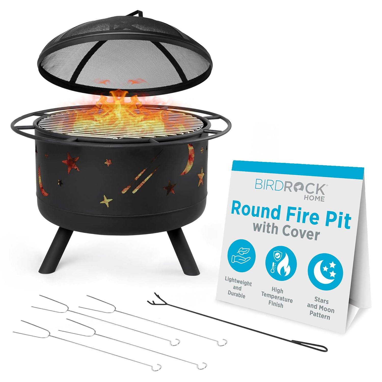 Fire Pit Bowl - 30″ Round Wood-Burning Fire Pit –