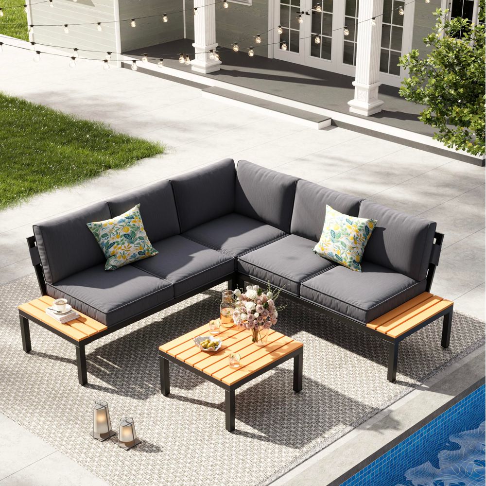Outdoor Furniture Recliner Set - 4Piece Patio Furniture Set,Metal Outdoor Sectional