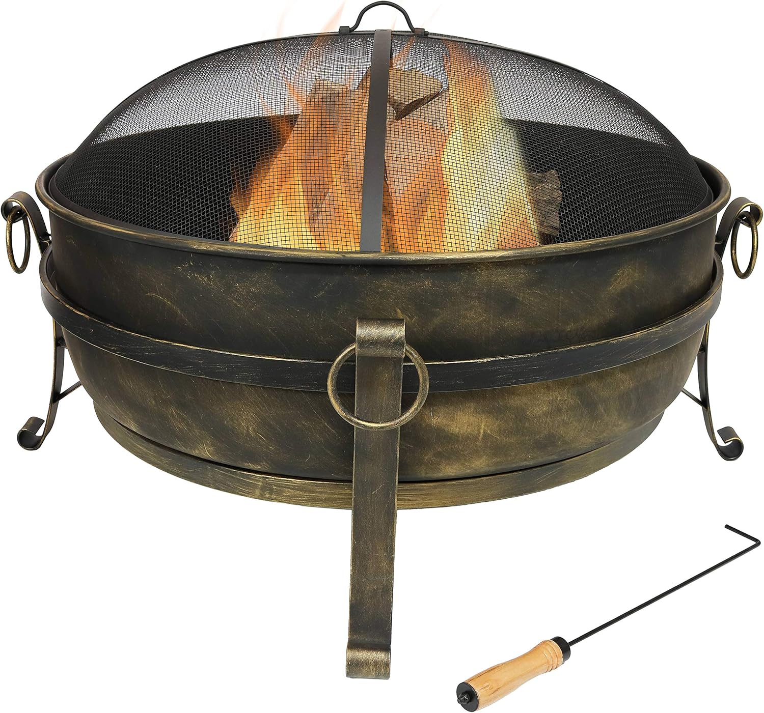 Fire Pit Bowl - 34-Inch Cauldron Style Outdoor Fire Pit