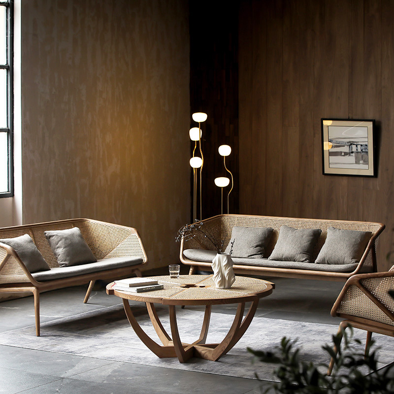 Outdoor Furniture Recliner Set - Rattan Sofa Nordic Vintage Minimalist Living