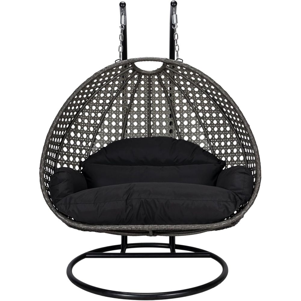 Hanging Egg Chair - Black 2-Person Wicker Hanging Egg Chair