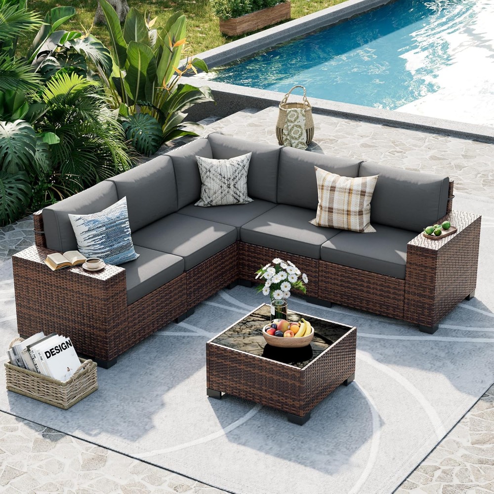 Outdoor Furniture Cafe - Patio Furniture Set, 8 Inch Armrest