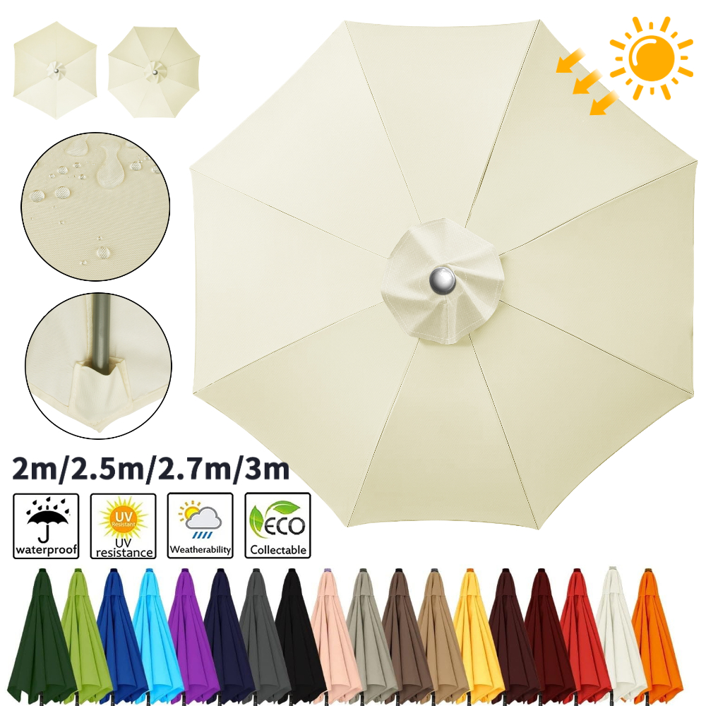 Outdoor Furniture Umbrella - Waterproof Replacement Umbrella Cloth 6Ribs/8Ribs Parasol