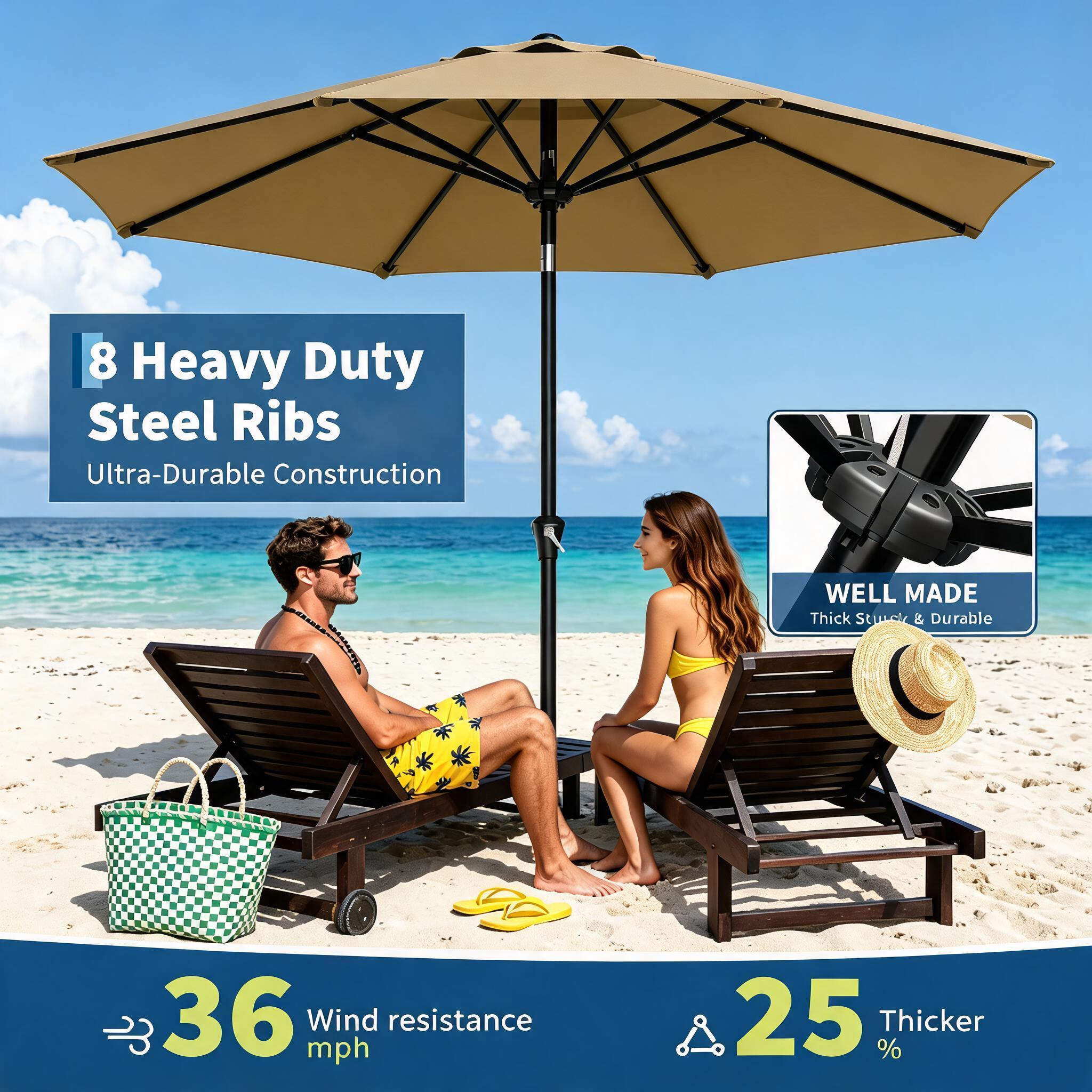 Outdoor Furniture Umbrella - 9FT Patio Umbrella - Outdoor Table