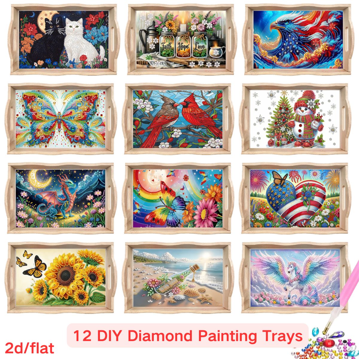 Outdoor Furniture Design - A diamond-painted square tray set with