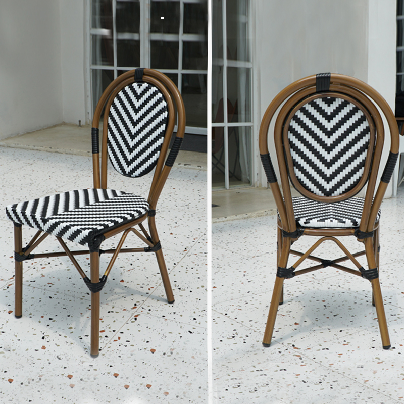 Outdoor Furniture Cafe - Stackable Rattan Chair French Cafe Bistro