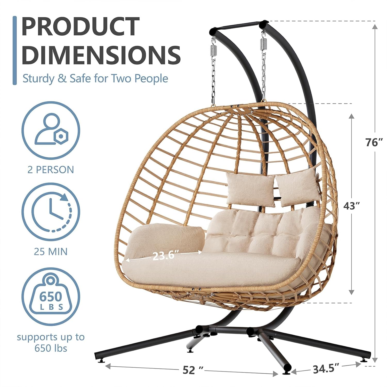 Double Hanging Egg Chair with  - Hanging Egg Chair ulasan dan harga