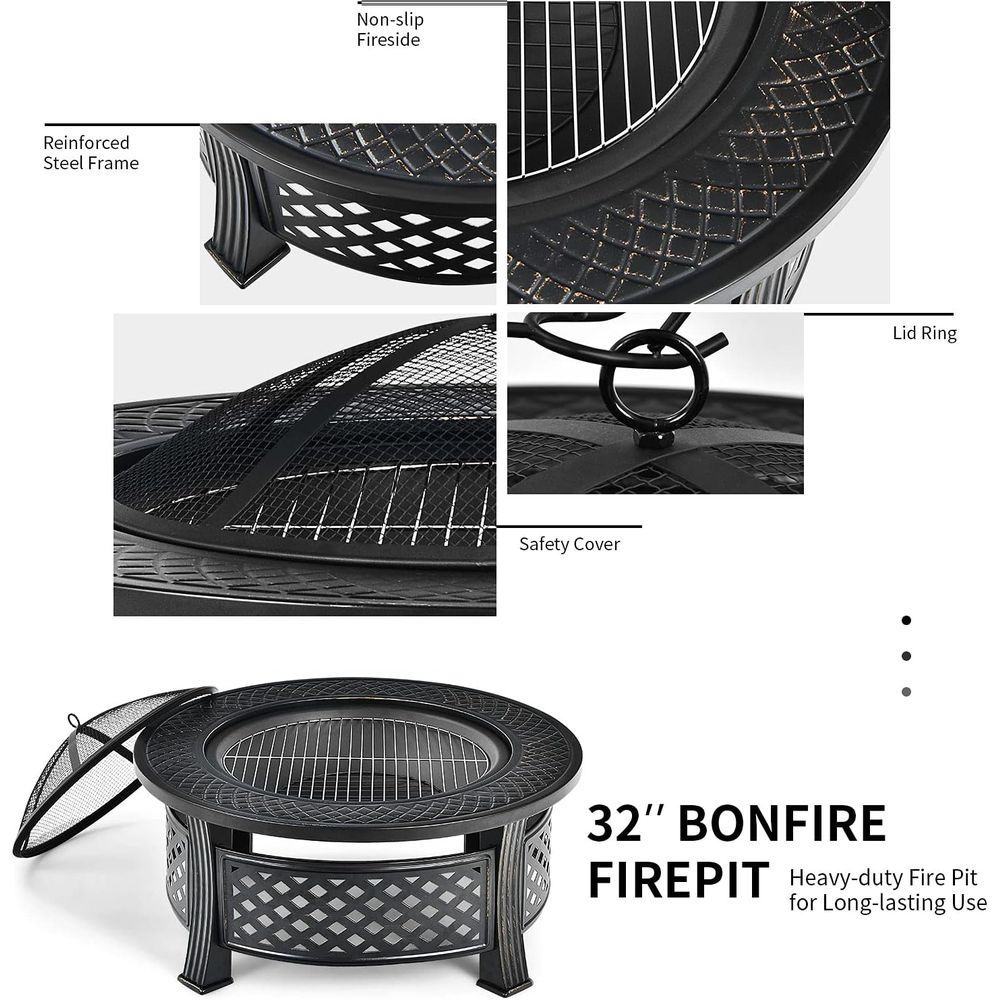 32-inch Outdoor Wood-Burning F - Fire Pit Bowl ulasan dan harga