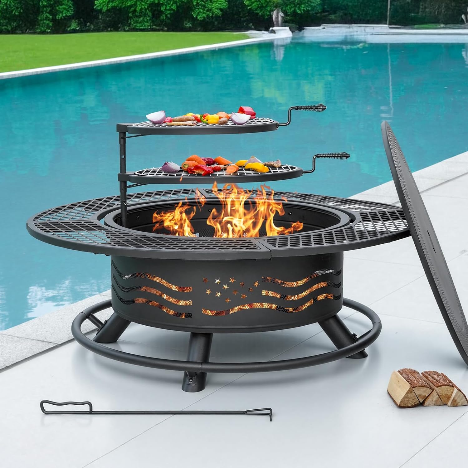 47 Inch Fire Pit with 2 Cookin - Fire Pit Bowl ulasan dan harga