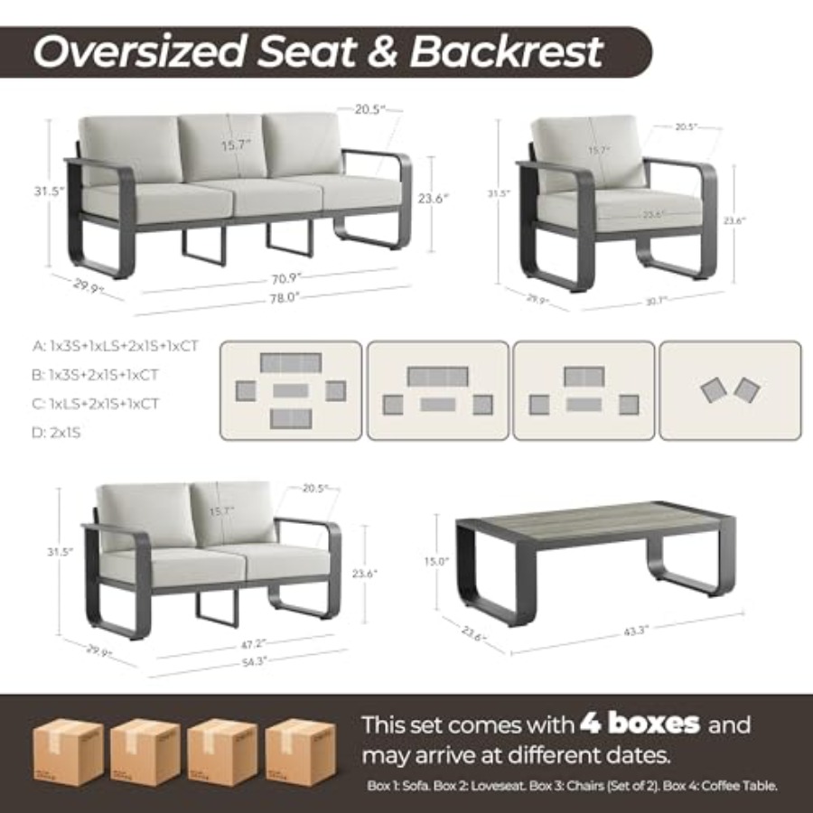 Aluminum Outdoor 3-Seater Sofa - Outdoor Furniture Without Cushions ulasan dan harga