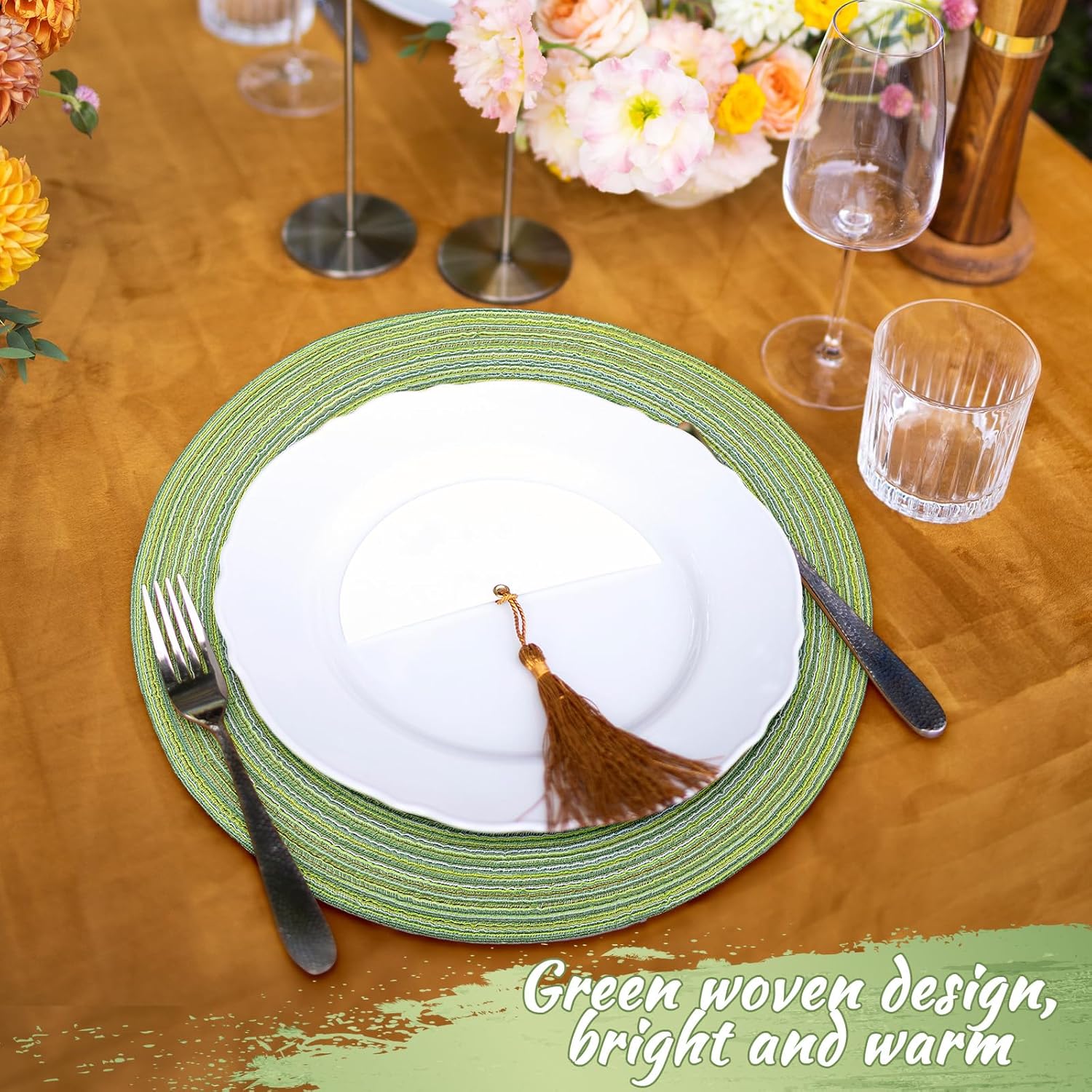 Sage Green Woven Placemats And - Outdoor Furniture Cafe ulasan dan harga
