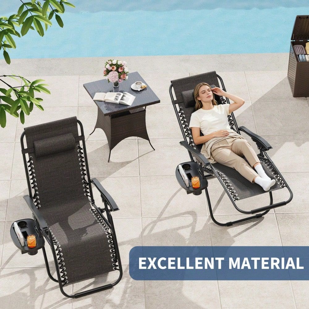 Set Of 2 ZeroGravity Chairs Wi - Outdoor Furniture Recliner Set ulasan dan harga