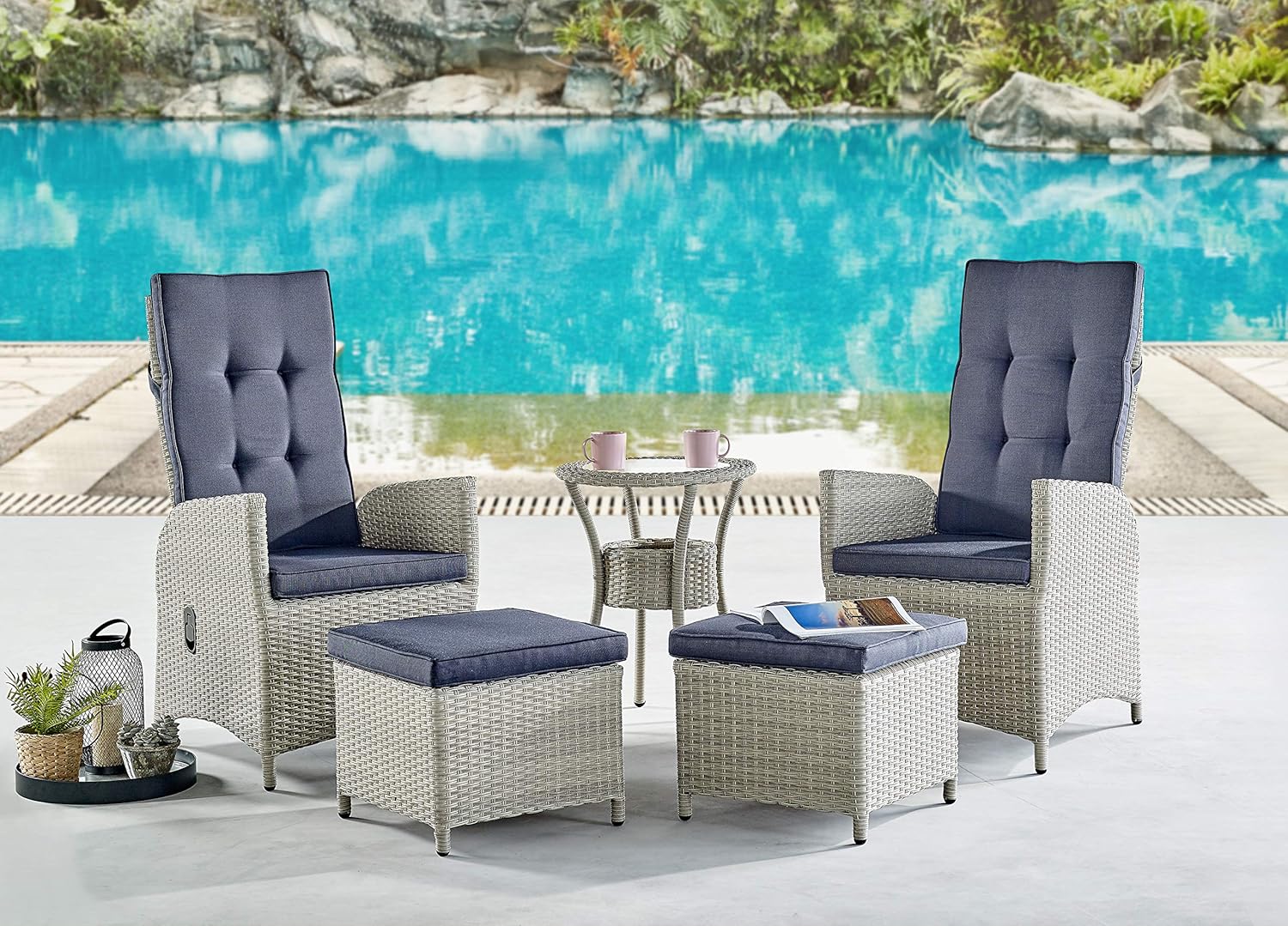 All-Weather Wicker Outdoor Rec - Outdoor Furniture Recliner Set ulasan dan harga