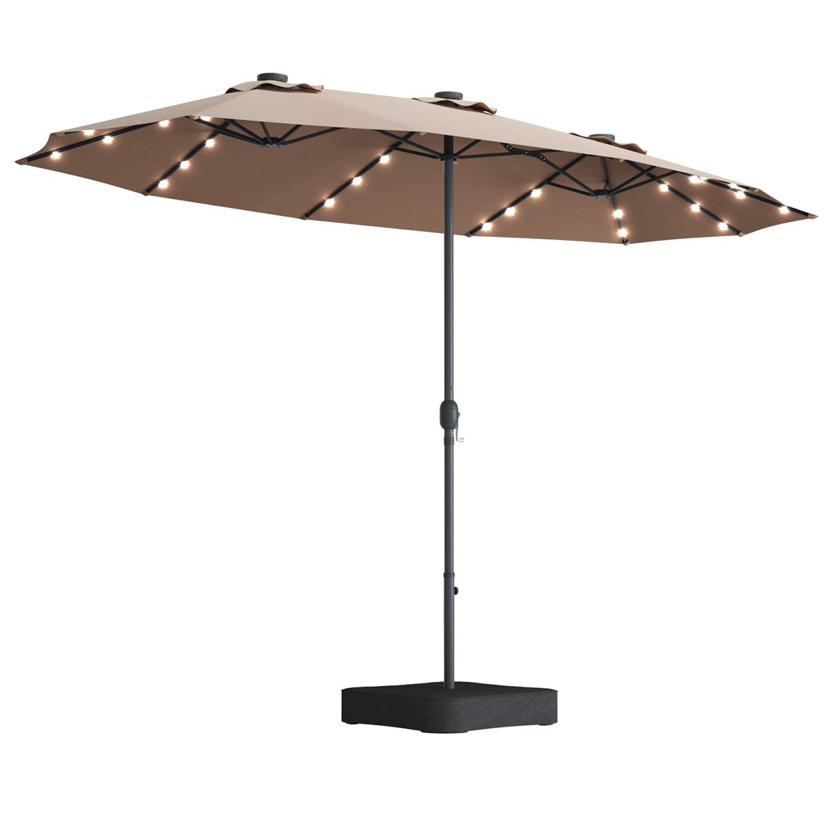 15 Ft Solar Patio Umbrella wit - Outdoor Furniture Umbrella ulasan dan harga