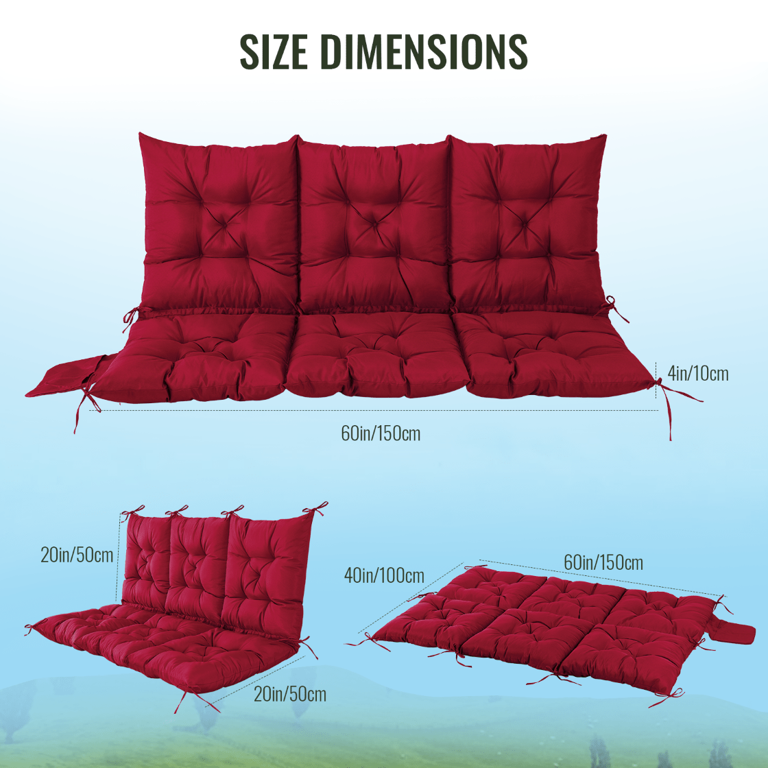 60x40 Inches Porch Swing Cushi - Outdoor Furniture Without Cushions ulasan dan harga