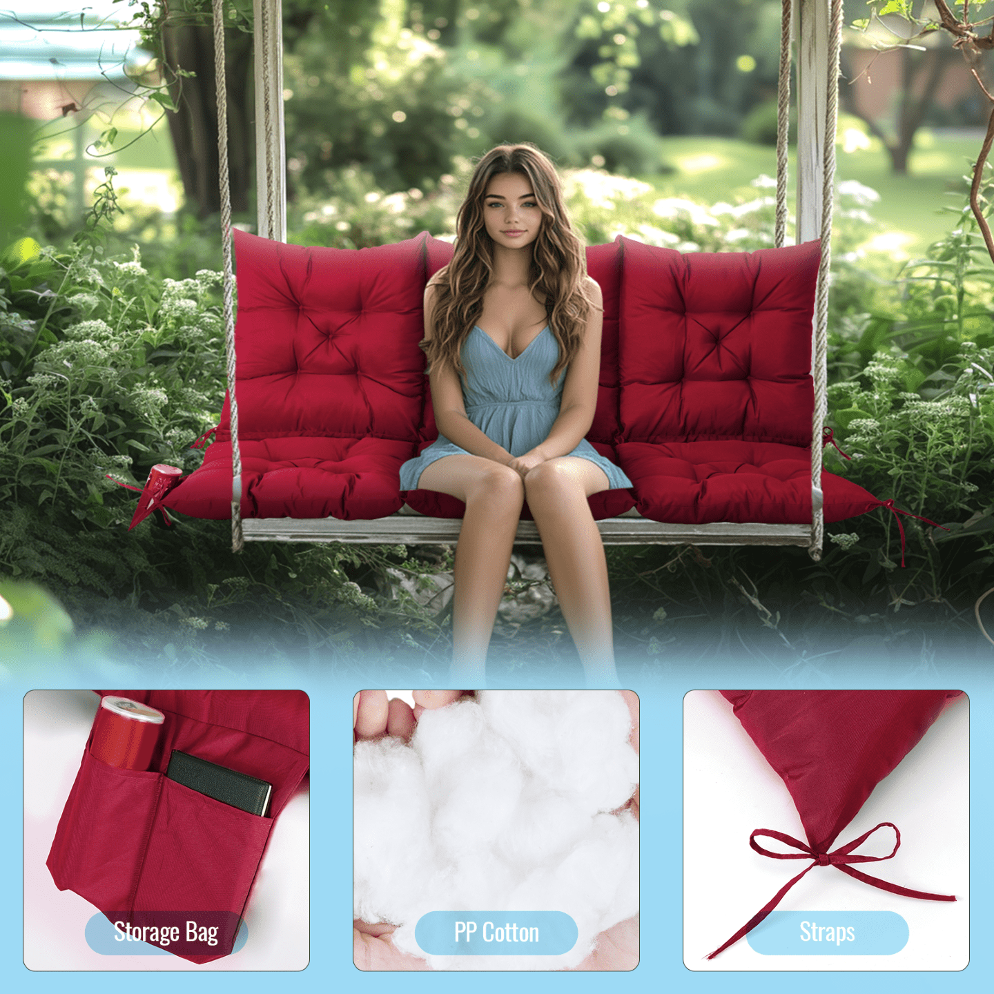 60x40 Inches Porch Swing Cushi - Outdoor Furniture Without Cushions ulasan dan harga