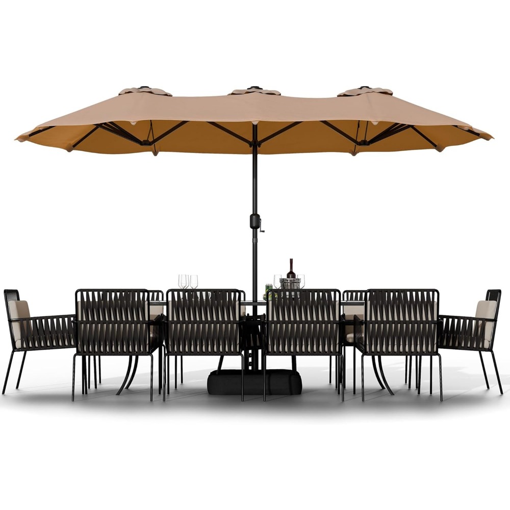 16FT Large Patio Umbrella with - Outdoor Furniture Umbrella ulasan dan harga