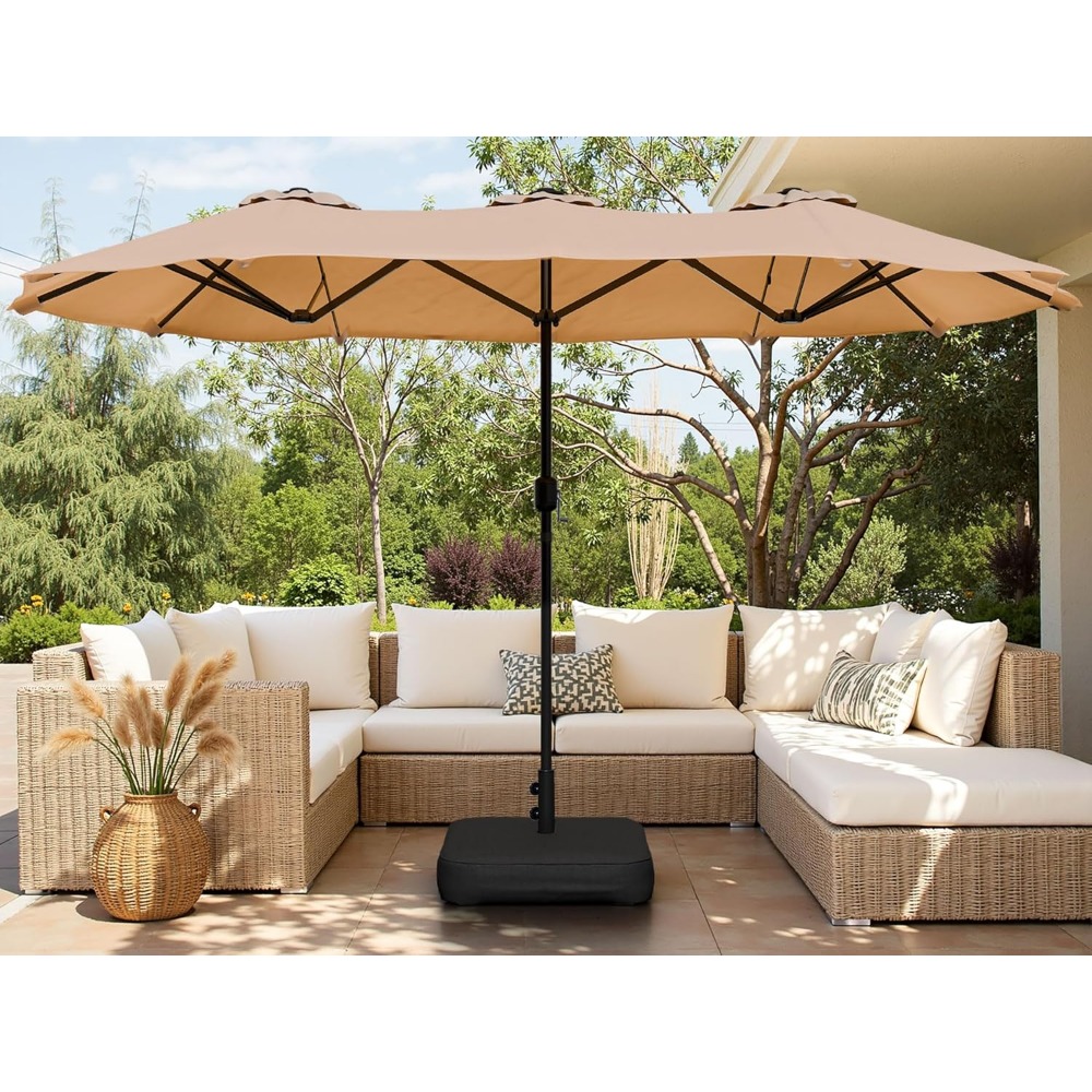 16FT Large Patio Umbrella with - Outdoor Furniture Umbrella ulasan dan harga