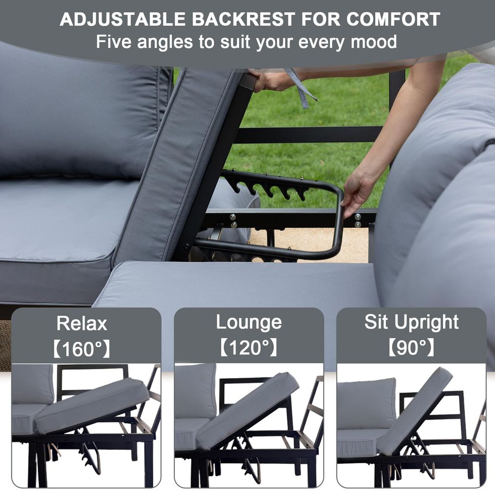 4Piece Patio Furniture Set,Met - Outdoor Furniture Recliner Set ulasan dan harga