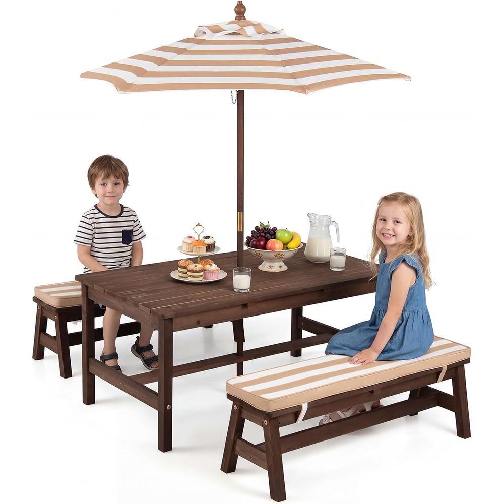 Children's Picnic Table Set wi - Outdoor Furniture Umbrella ulasan dan harga