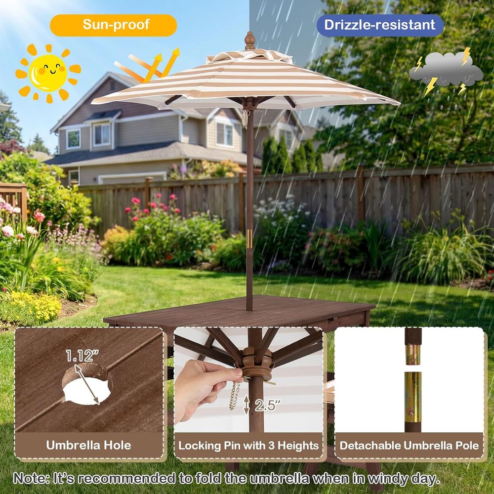 Children's Picnic Table Set wi - Outdoor Furniture Umbrella ulasan dan harga