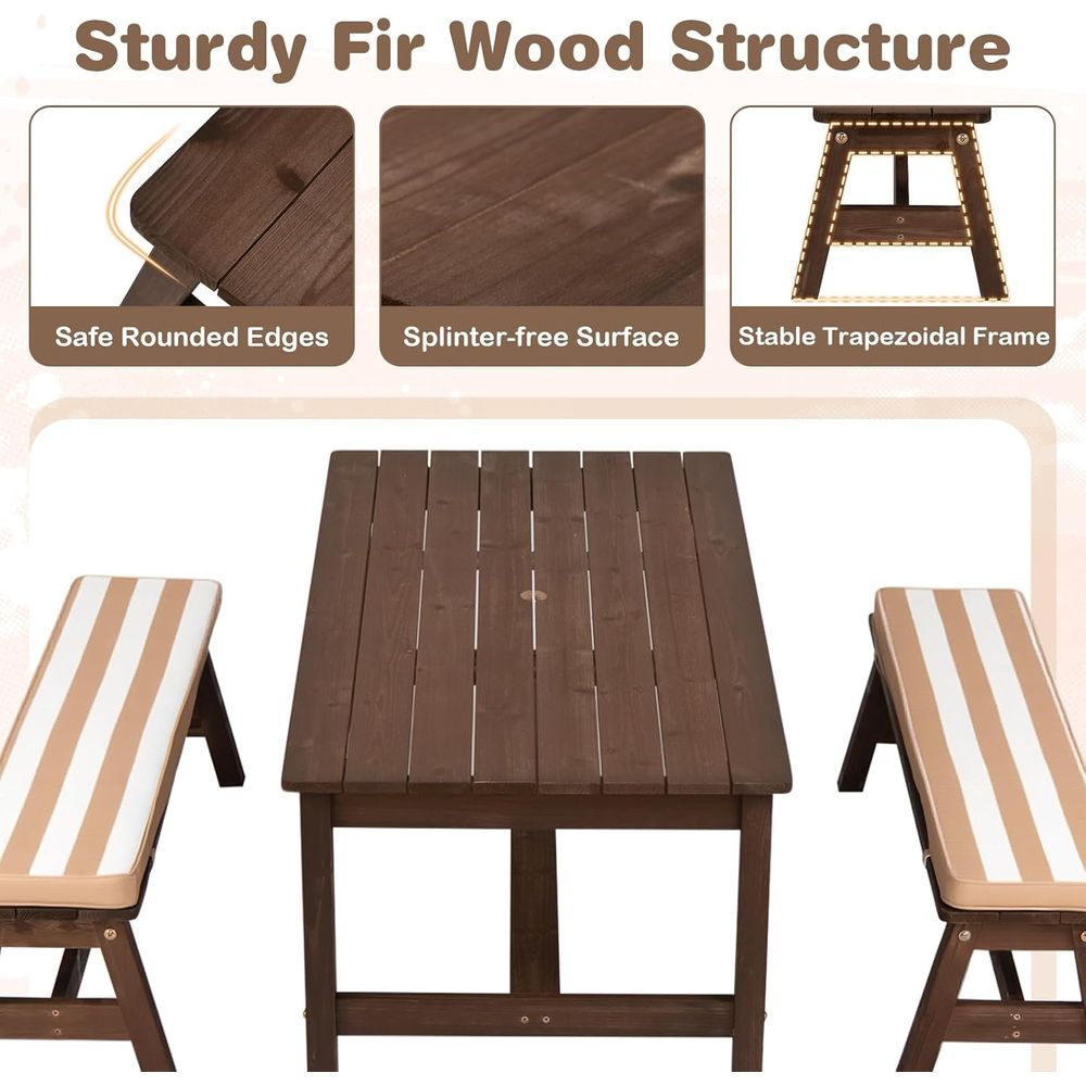 Children's Picnic Table Set wi - Outdoor Furniture Umbrella ulasan dan harga