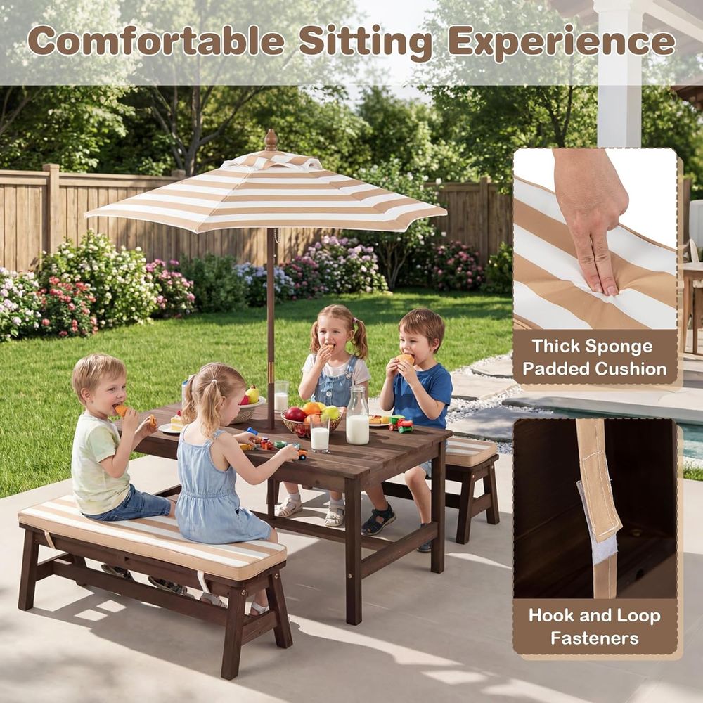 Children's Picnic Table Set wi - Outdoor Furniture Umbrella ulasan dan harga