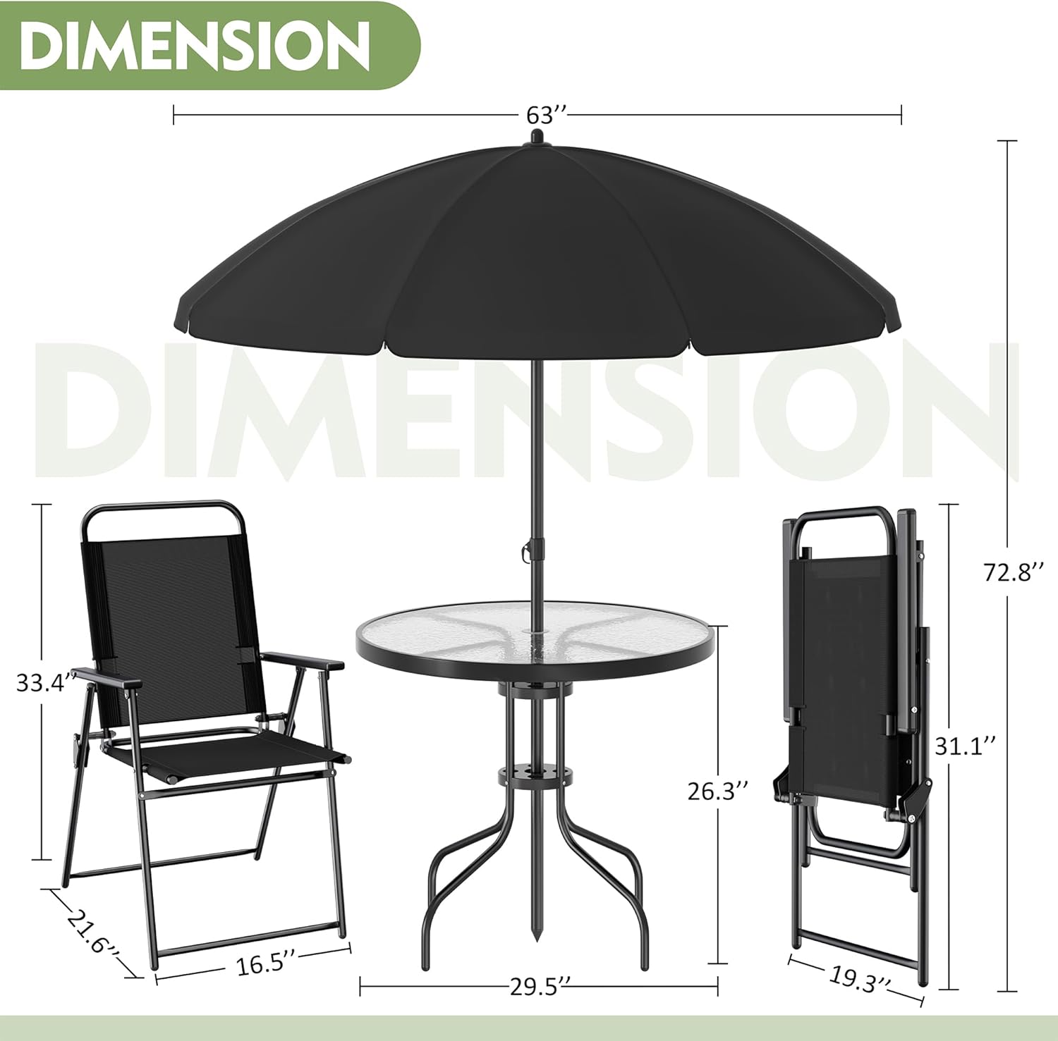 6-Piece Outdoor Patio Dining S - Outdoor Furniture Umbrella ulasan dan harga