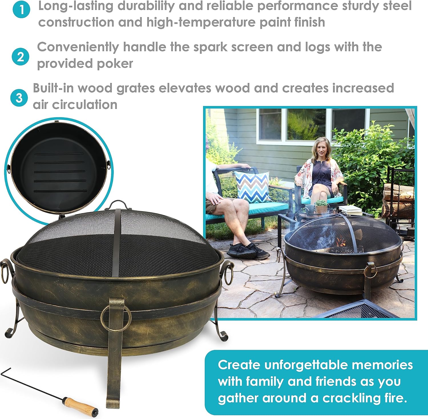 34-Inch Cauldron Style Outdoor - Fire Pit Bowl ulasan dan harga