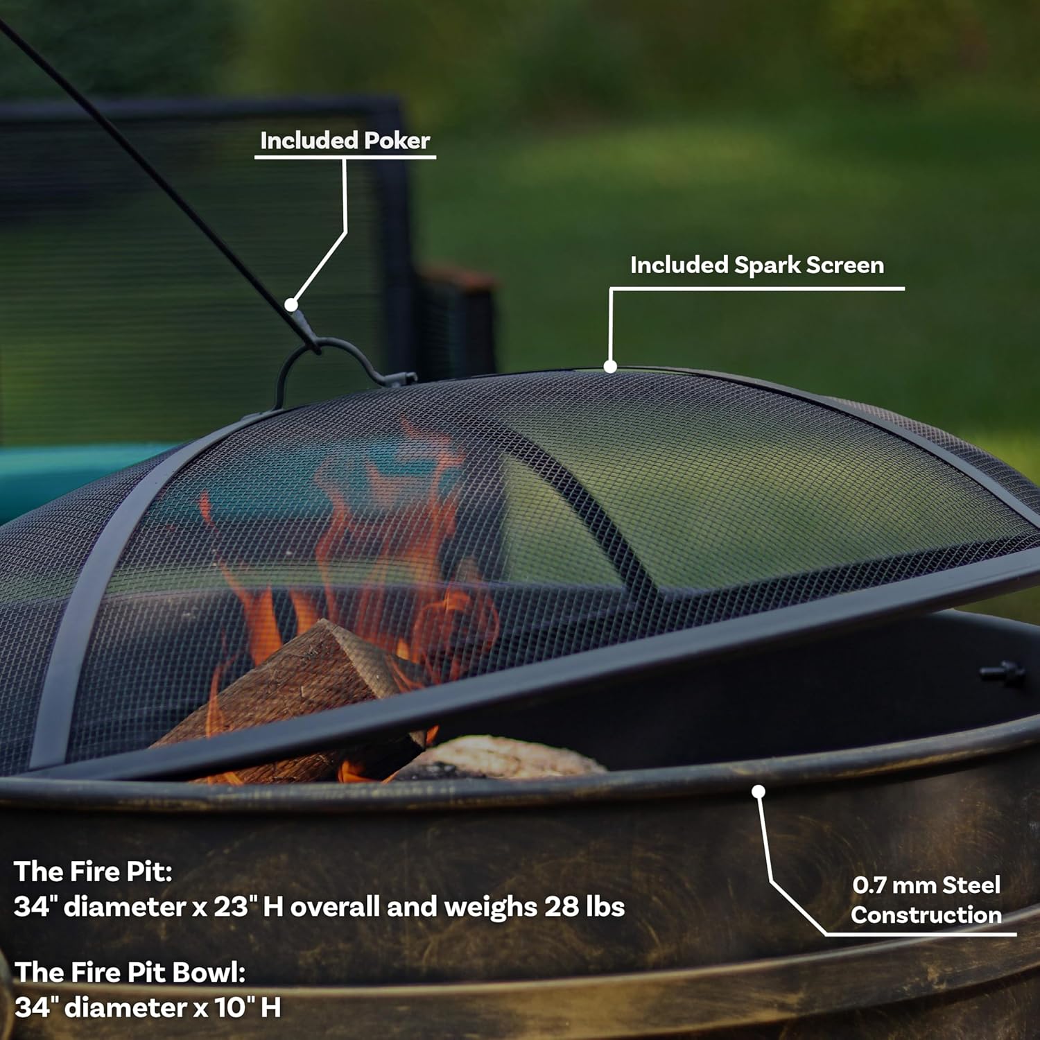 34-Inch Cauldron Style Outdoor - Fire Pit Bowl ulasan dan harga