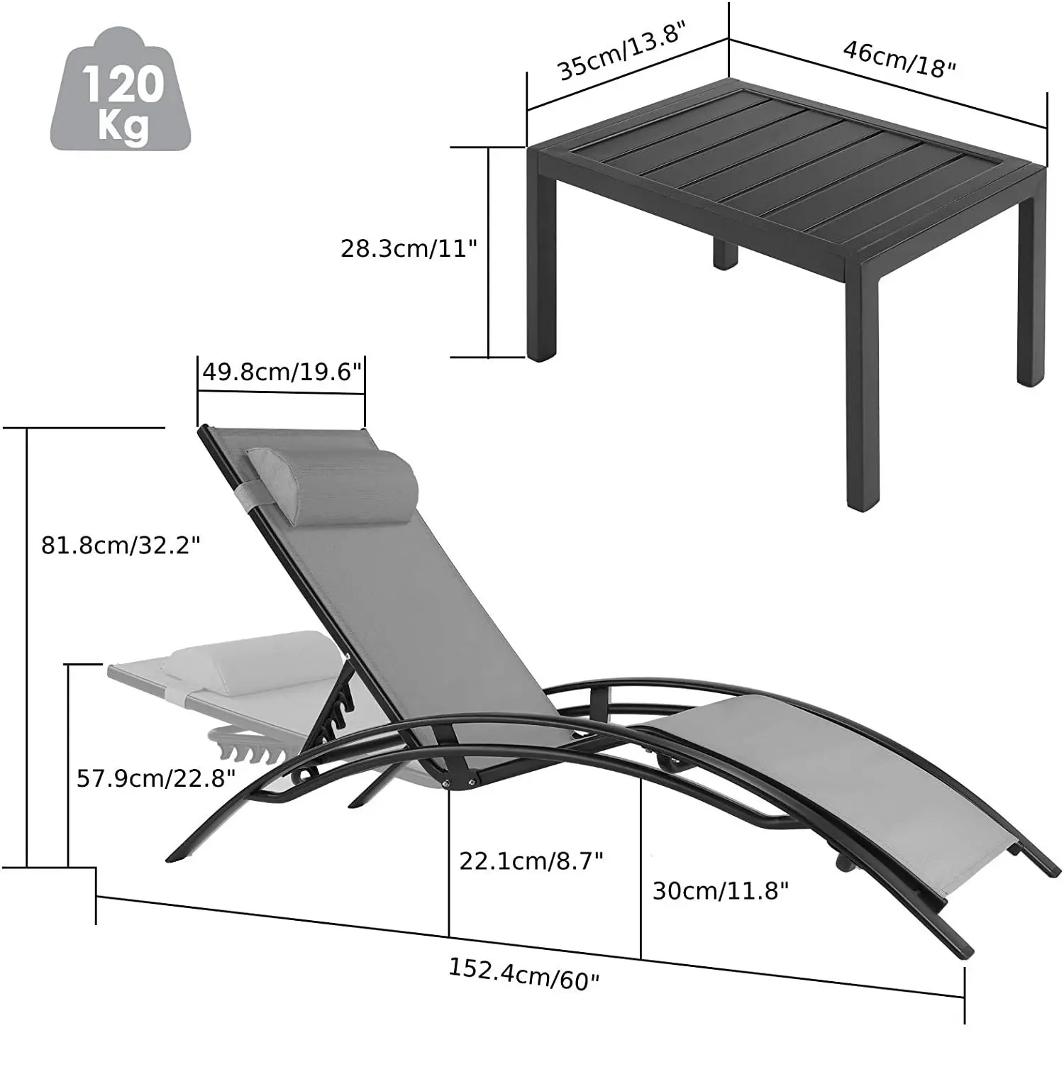 Aluminum Lounge Chair for Outs - Outdoor Furniture Recliner Set ulasan dan harga