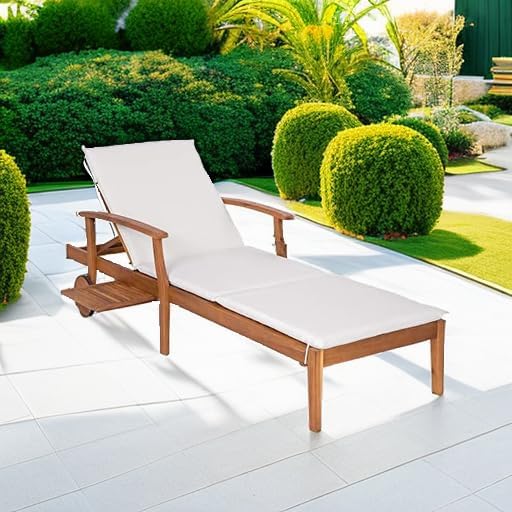 79x26in Acacia Wood Chaise Lou - Outdoor Furniture Without Cushions ulasan dan harga