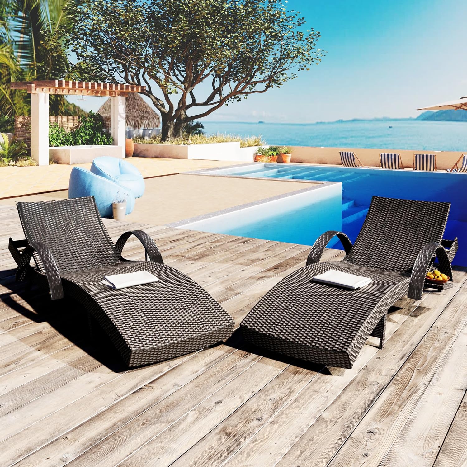 80'' Adjustable Reclining Chai - Outdoor Furniture Recliner Set ulasan dan harga