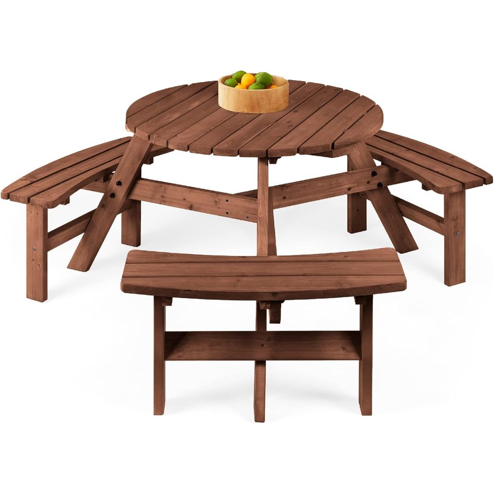 6-Person Circular Outdoor Wood - Outdoor Furniture Diy ulasan dan harga