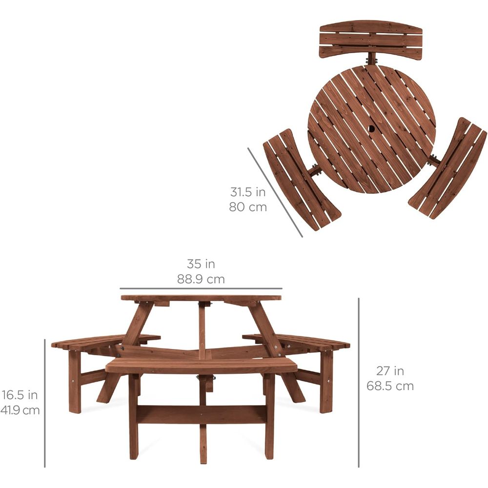 6-Person Circular Outdoor Wood - Outdoor Furniture Diy ulasan dan harga