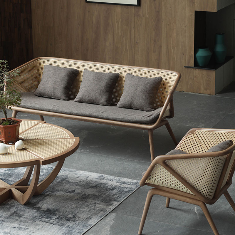 Rattan Sofa Nordic Vintage Min - Outdoor Furniture Recliner Set ulasan dan harga