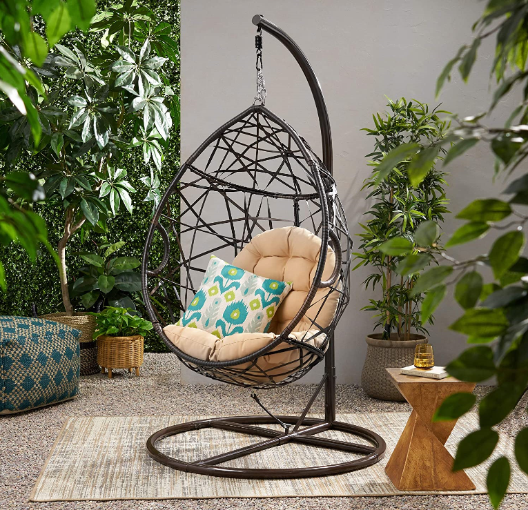 New Design Brown Rattan Swing  - Hanging Egg Chair ulasan dan harga