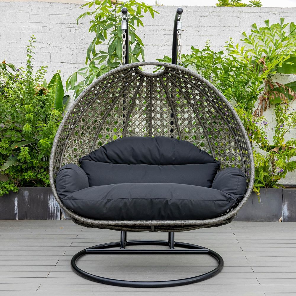 Black 2-Person Wicker Hanging  - Hanging Egg Chair ulasan dan harga