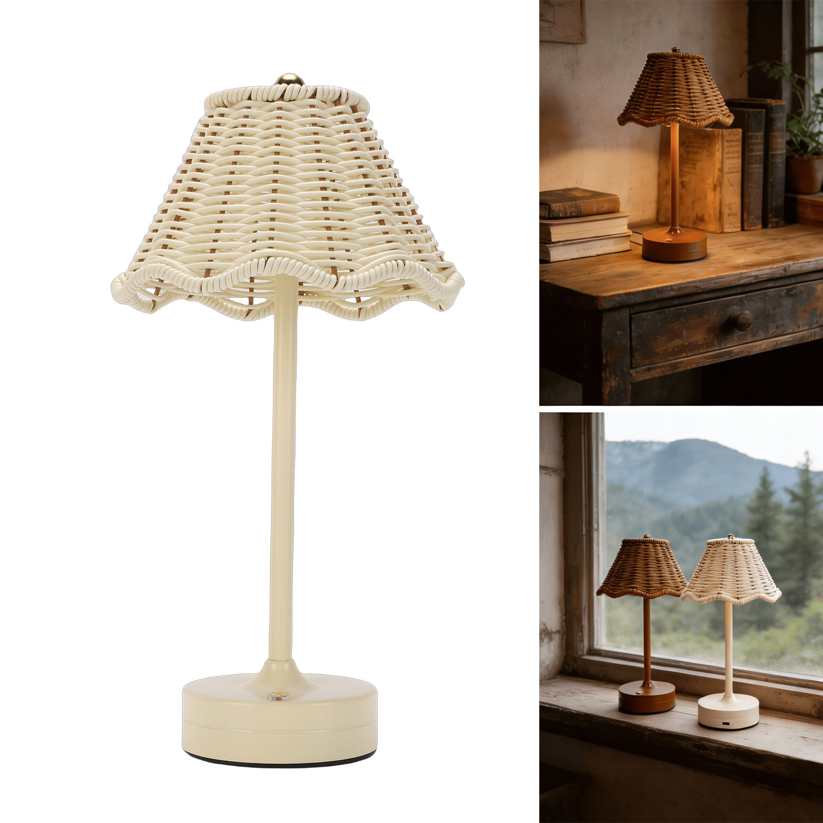 LED Vintage Rattan Table Lamp  - Outdoor Furniture Cafe ulasan dan harga