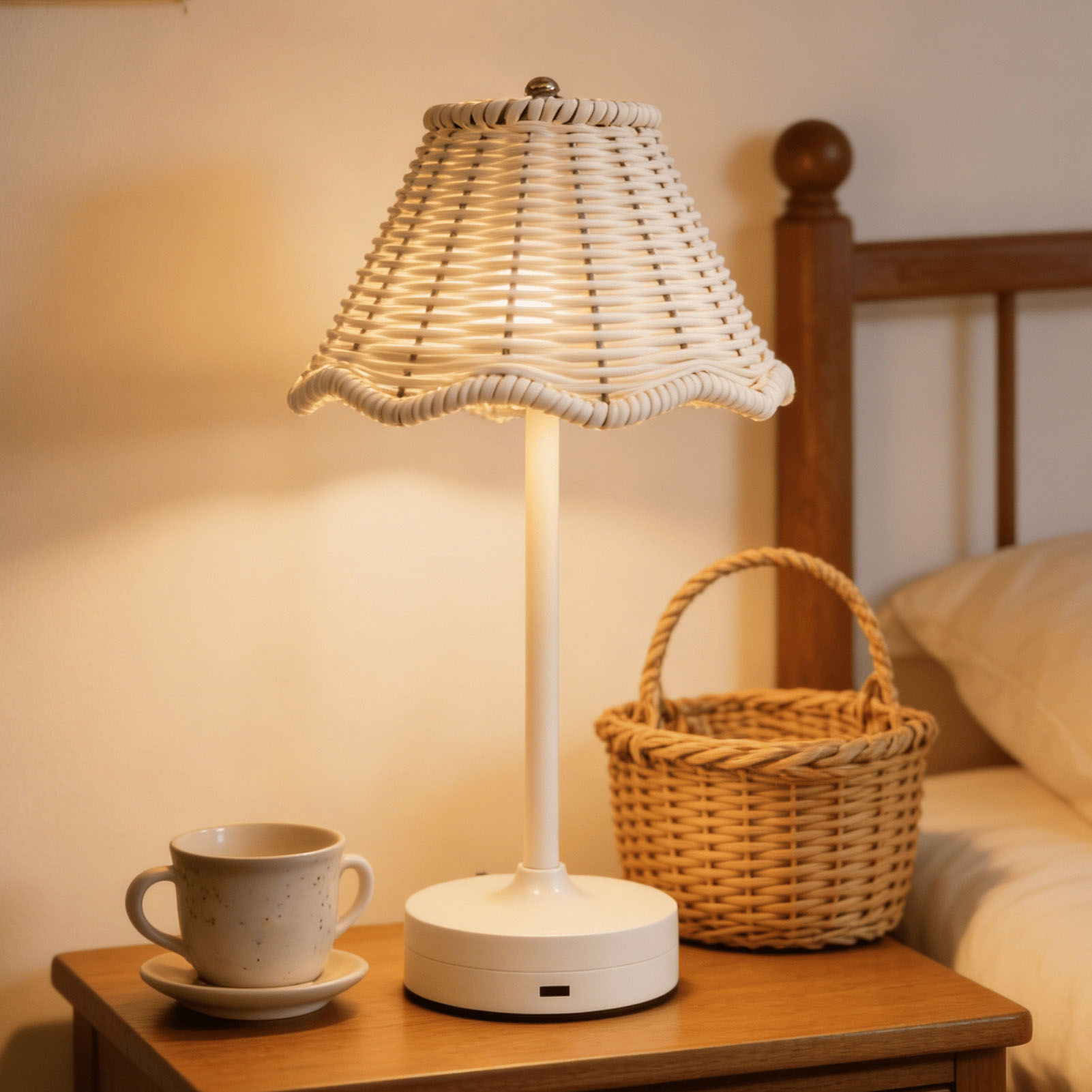 LED Vintage Rattan Table Lamp  - Outdoor Furniture Cafe ulasan dan harga