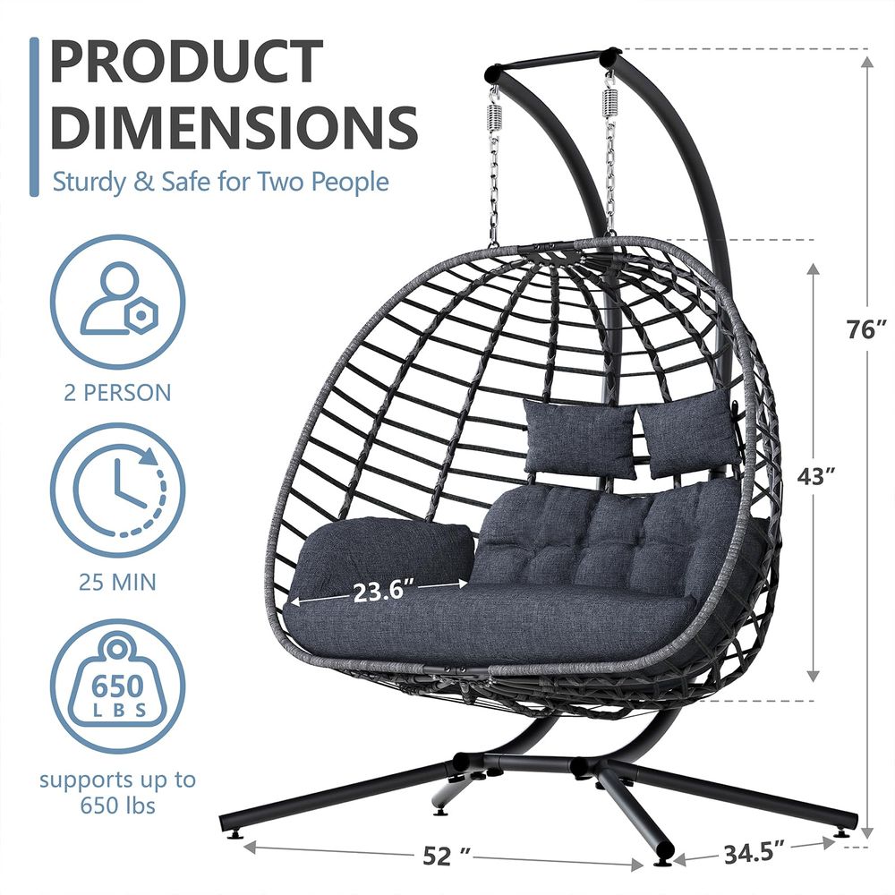 Double Egg Swing Chair with St - Hanging Egg Chair ulasan dan harga
