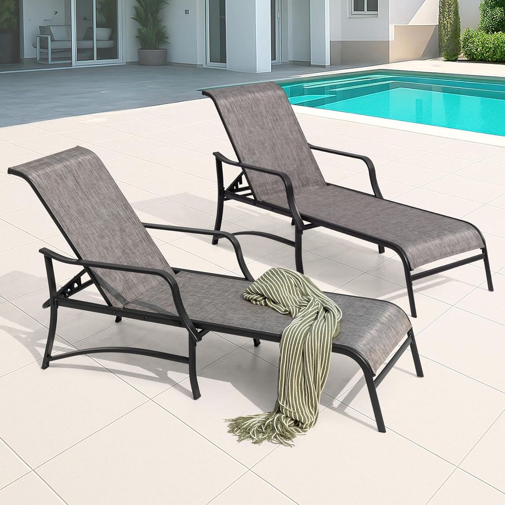 Outdoor Metal Lounge Chairs Se - Outdoor Furniture Recliner Set ulasan dan harga