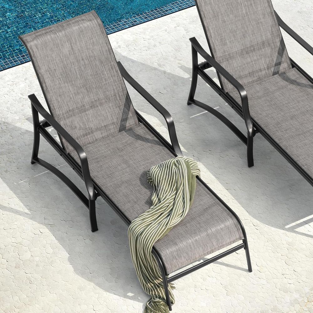 Outdoor Metal Lounge Chairs Se - Outdoor Furniture Recliner Set ulasan dan harga