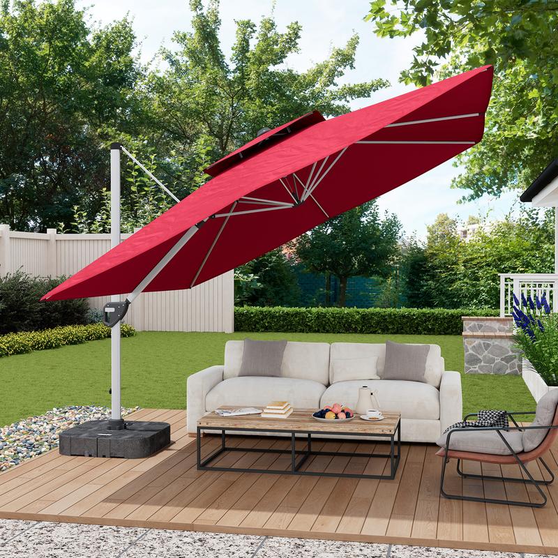 11FT Outdoor Square Double Top - Outdoor Furniture Umbrella ulasan dan harga