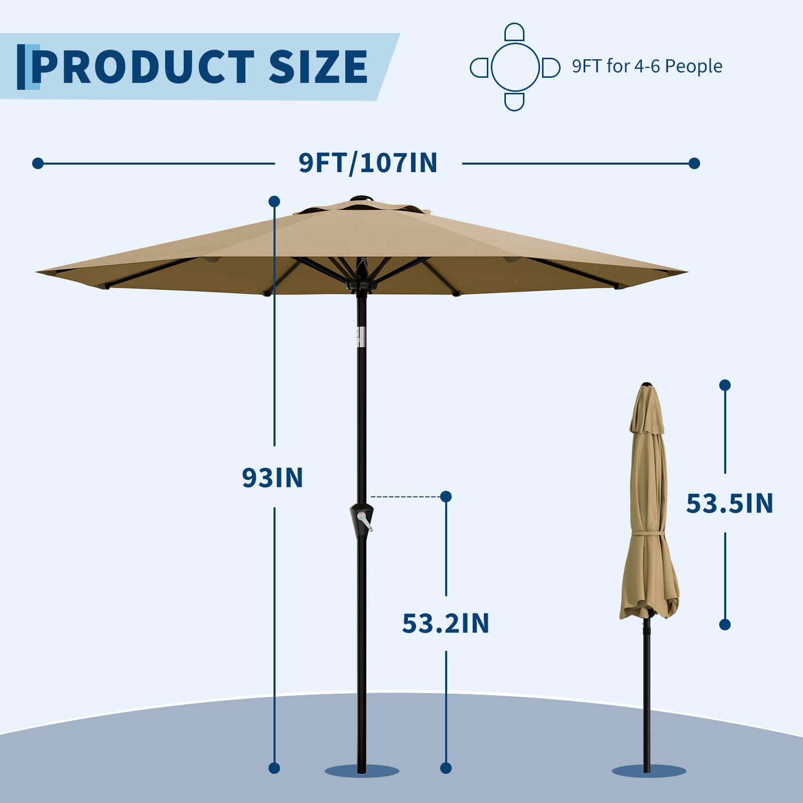 9FT Patio Umbrella - Outdoor T - Outdoor Furniture Umbrella ulasan dan harga