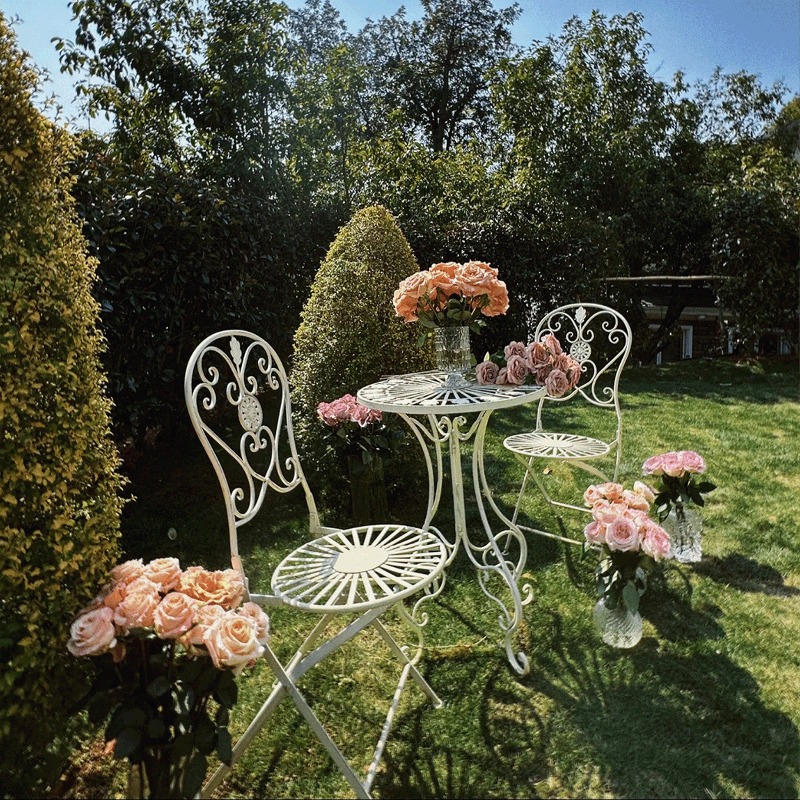 French Vintage Iron Table and  - Outdoor Furniture Cafe ulasan dan harga