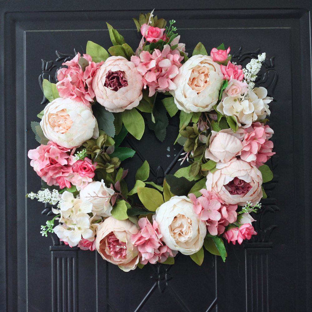 Artificial Peony Wreath Garlan - Outdoor Furniture Cafe ulasan dan harga