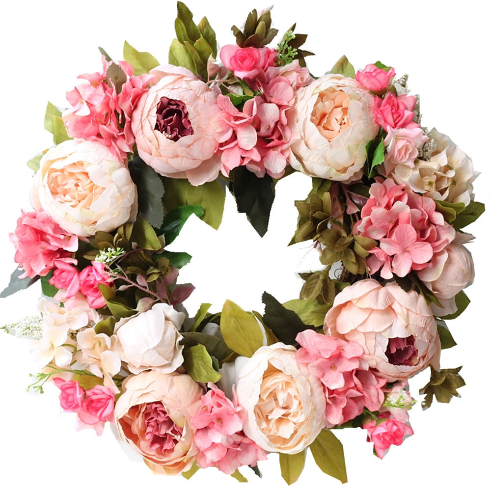 Artificial Peony Wreath Garlan - Outdoor Furniture Cafe ulasan dan harga