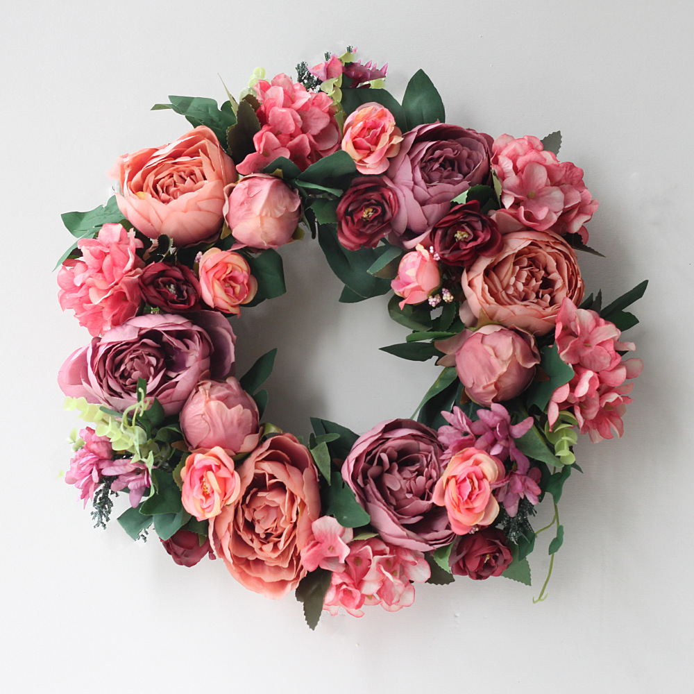 Artificial Peony Wreath Garlan - Outdoor Furniture Cafe ulasan dan harga