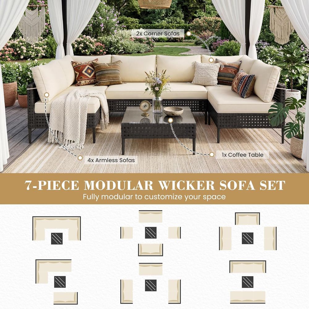 7-Piece High-Leg Outdoor Secti - Outdoor Furniture Cafe ulasan dan harga